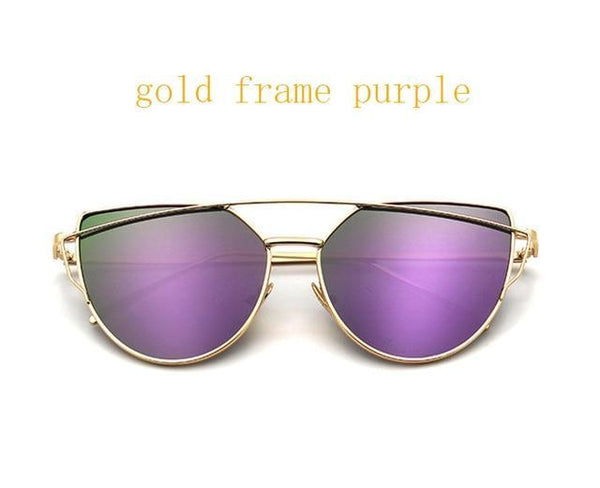 Metal reflective flat lens sunglasses