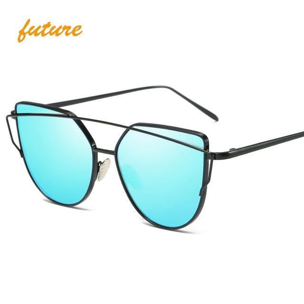 Metal reflective flat lens sunglasses