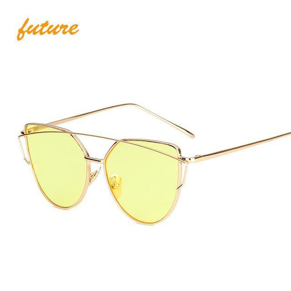 Metal reflective flat lens sunglasses